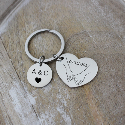 Schlüsselanhänger Herz mit kleinem Rundanhänger