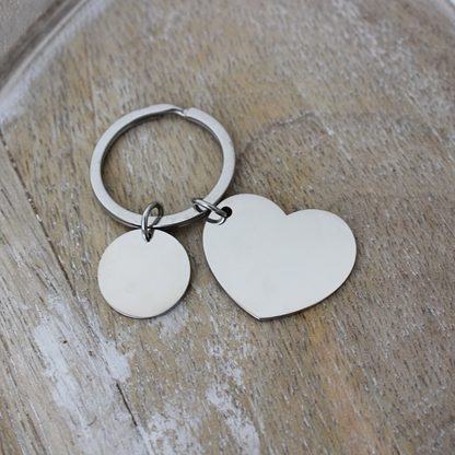 Schlüsselanhänger Herz mit kleinem Rundanhänger